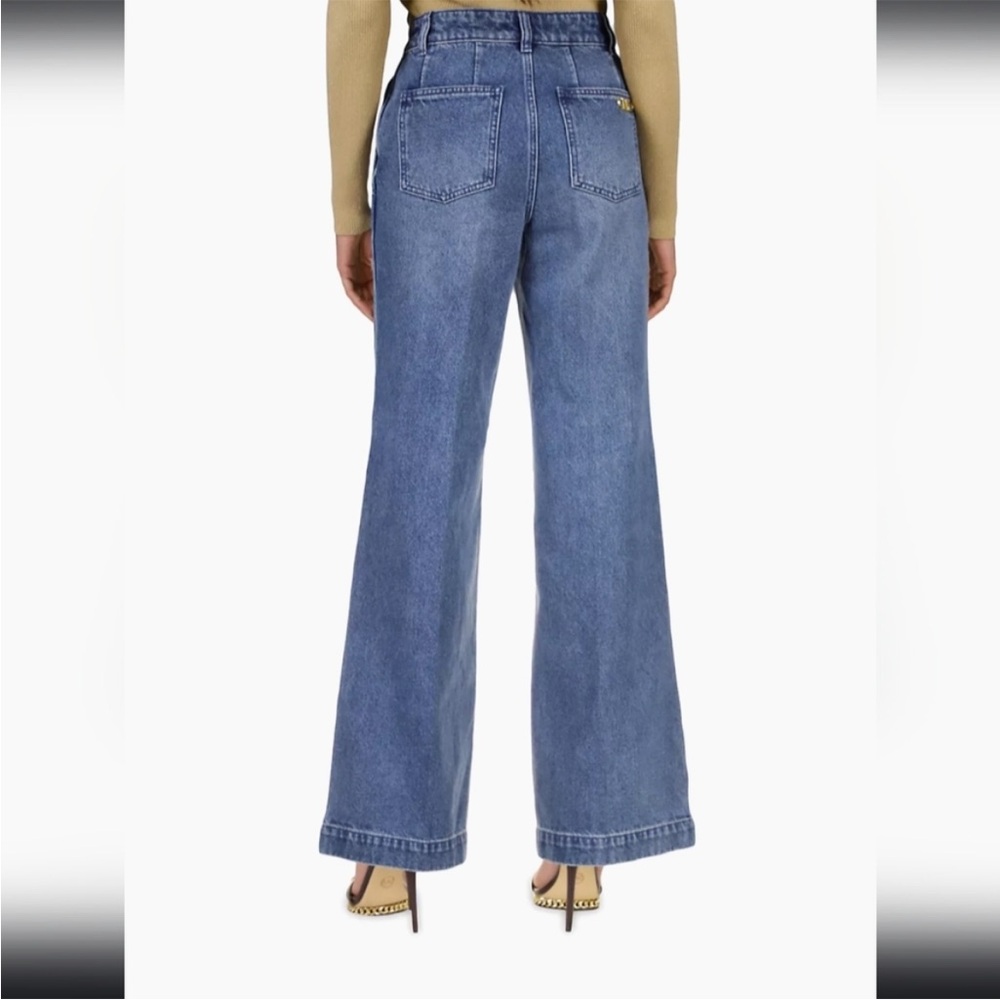 Michael Kors Pintuck High Waist Wide Leg Jean Size 4 Medium Wash - Picture 3 of 9